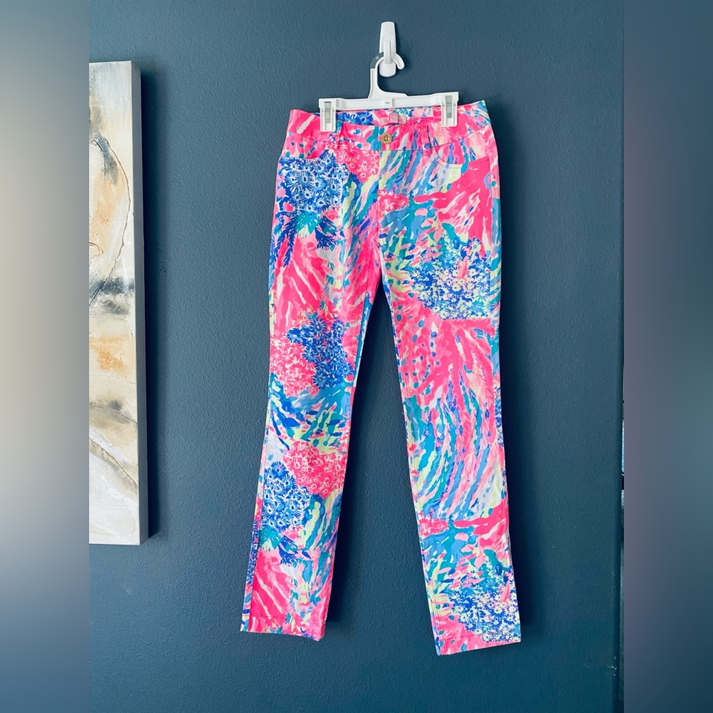 Lilly Pulitzer Callahan chino pants size 00 jeans rainbow new with tag